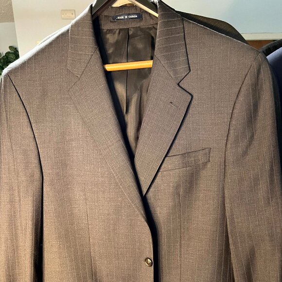 Lauren Ralph Lauren 100% Wool Grey Pinstripe Suit Jacket SZ 43L - Picture 1 of 9